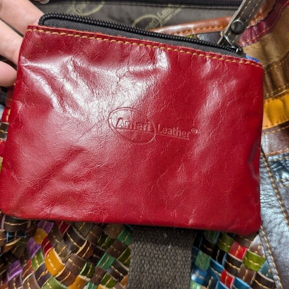 Ameri Leather Woven Tote Shoulder Bag Hobo Colorful Large with wallet - Picture 5 of 5